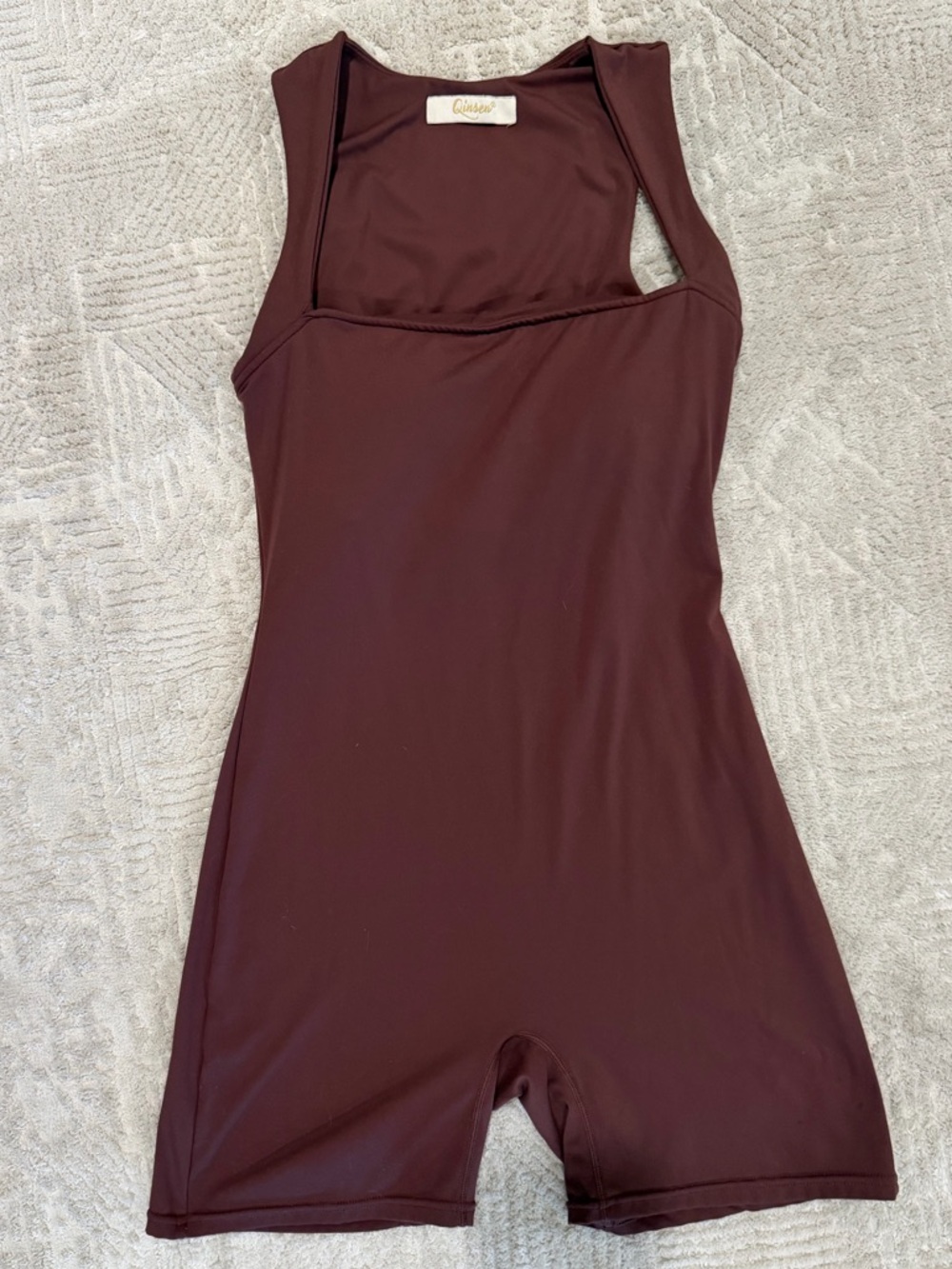 Brown Square-Neck Short Sleeve Romper Jumpsuit - Picture 4 of 8